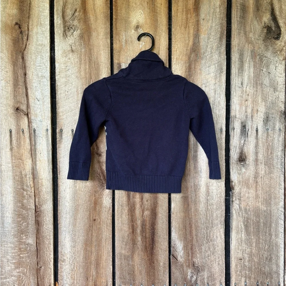 The Children’s Place Boys Navy Blue Fair Isle Shawl Collar Sweater Size 4‎